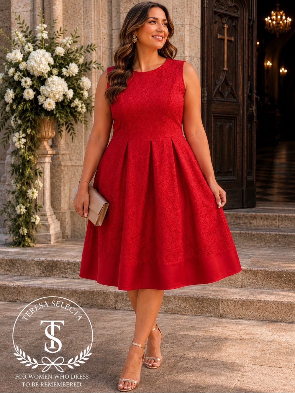 Liz Claiborne Red Sleeveless Fit & Flare Mini Dress